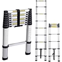 sogesfurniture 2.6M Escalera Telescópica de Aluminio- Escalera de sxtensión - Escalera multifunción Extensible con 8…